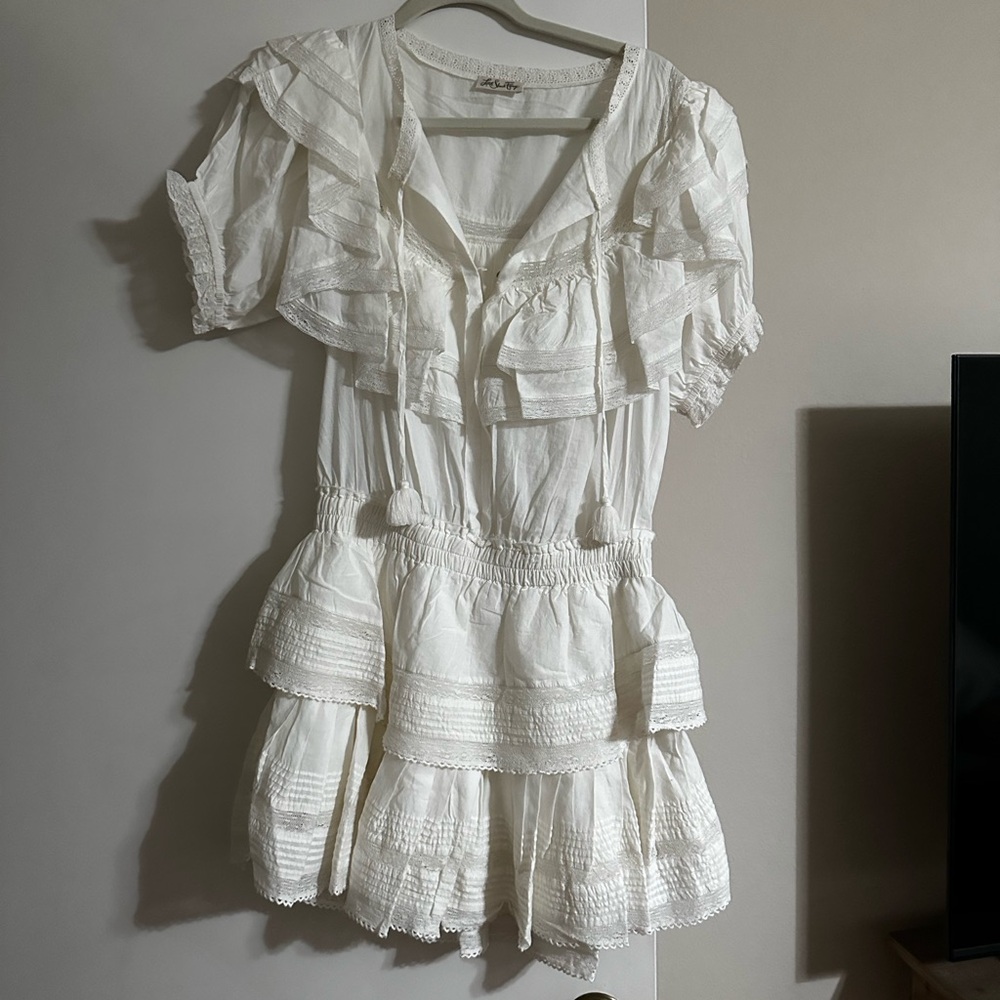 White LoveShackFancy Ruffled Dress